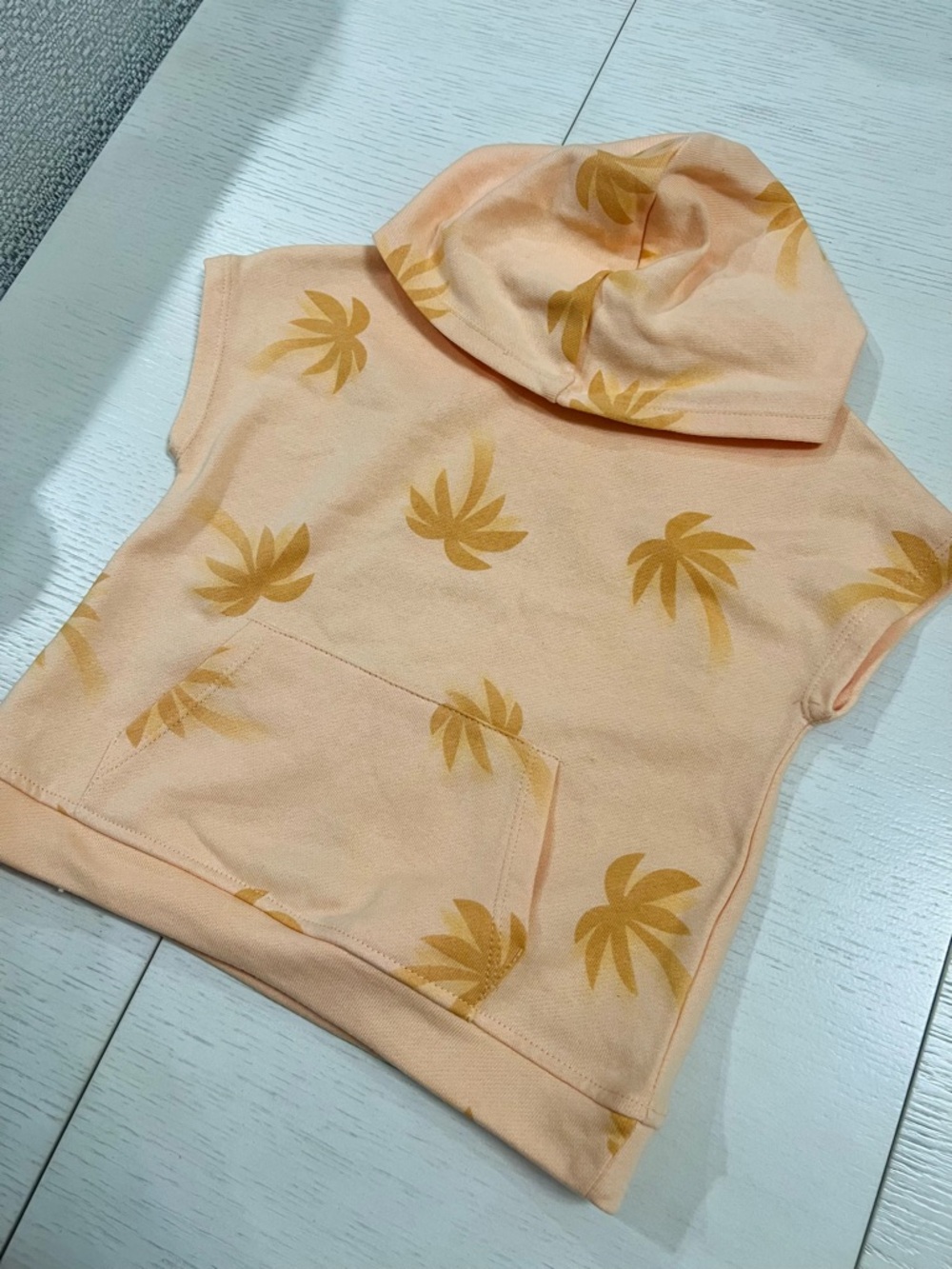 Grayson Mini Toddler Boys 3T Palm Tree Short Sleeve Hoodie Orange - Picture 5 of 5
